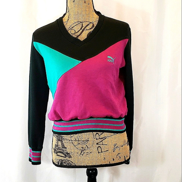 Puma Tops - Vintage Puma Cropped Colorblock Sweatshirt